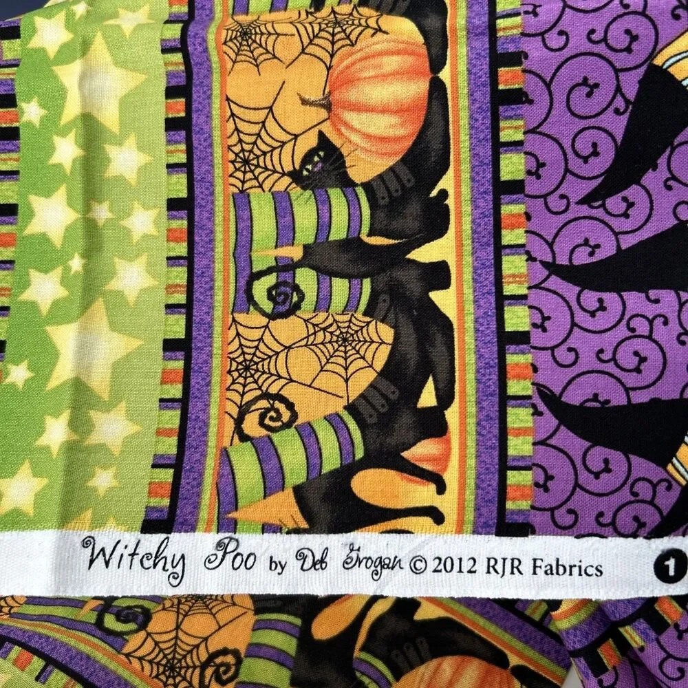 Witchy Poo by Deb Grogan Halloween Theme Cotton Quilting Fabric Lot 6 Pc